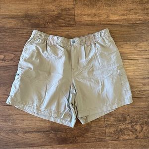 Columbia Womens Shorts Size L Brown Cargo Nylon Zip Pocket Outdoor Flat Front
